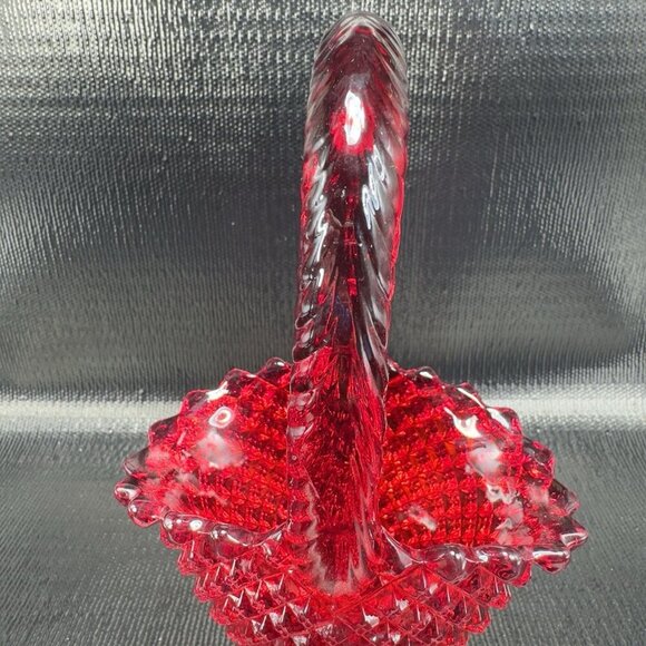 Westmoreland Red Glass English Hobnail Pattern Basket Cadmium Amberina UV Glow - Picture 16 of 16